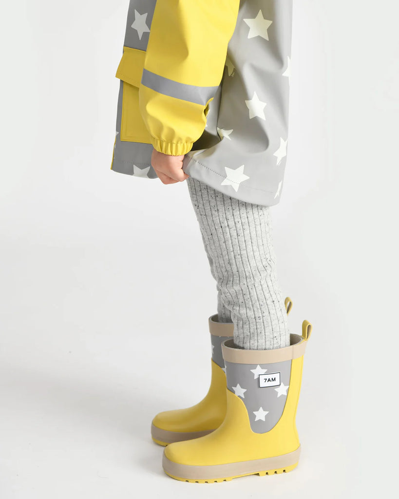 7a.m. Enfant Canada - Rain Boots - Print Star Yellow - ella+elliot